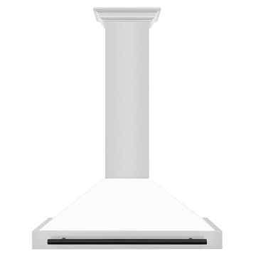 ZLINE 36 in. Wall Mount Range Hood Stainless Steel White Matte Shell Black Handle Autograph Edition (KB4STZ-WM36-MB)