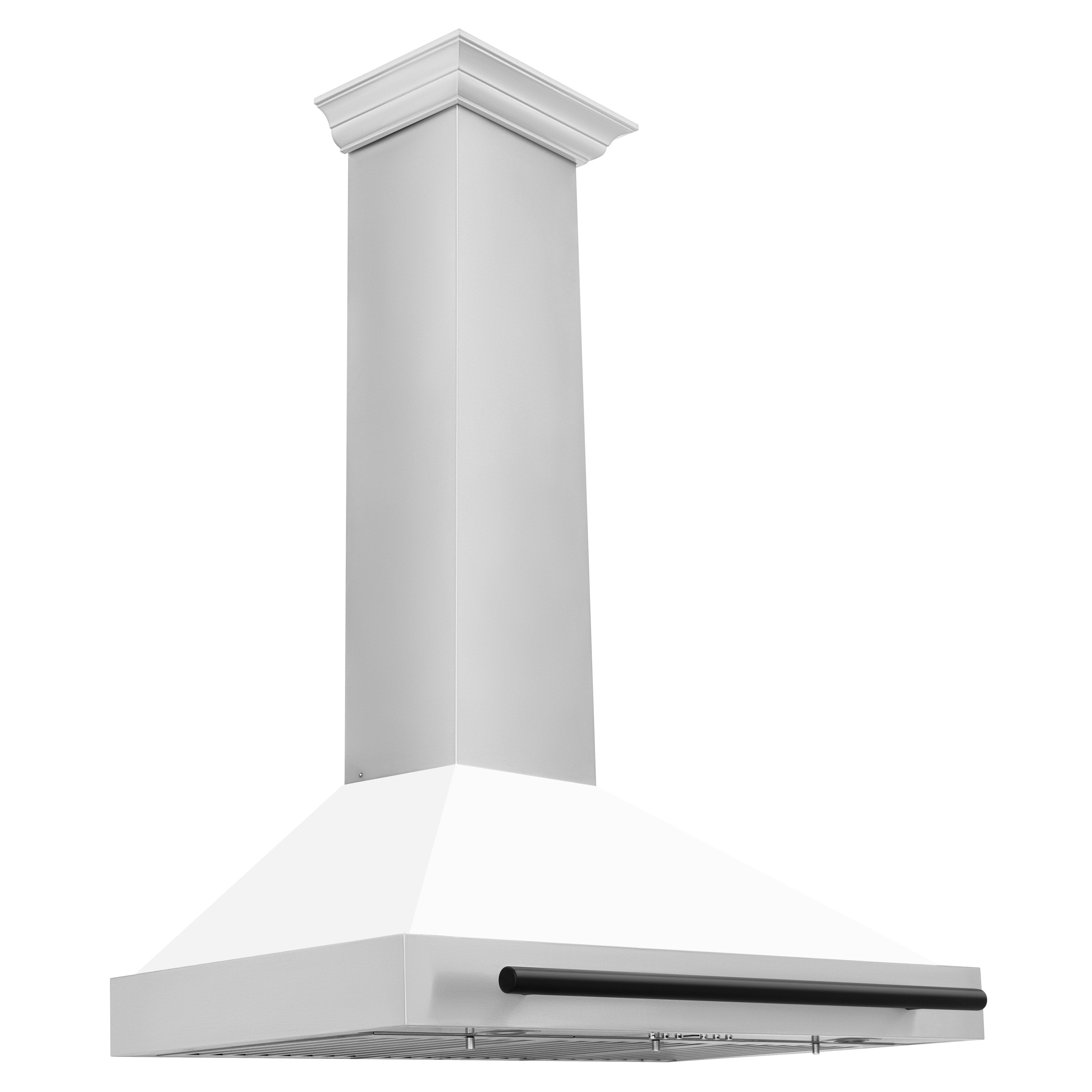 ZLINE 36 in. Wall Mount Range Hood Stainless Steel White Matte Shell Black Handle Autograph Edition (KB4STZ-WM36-MB)