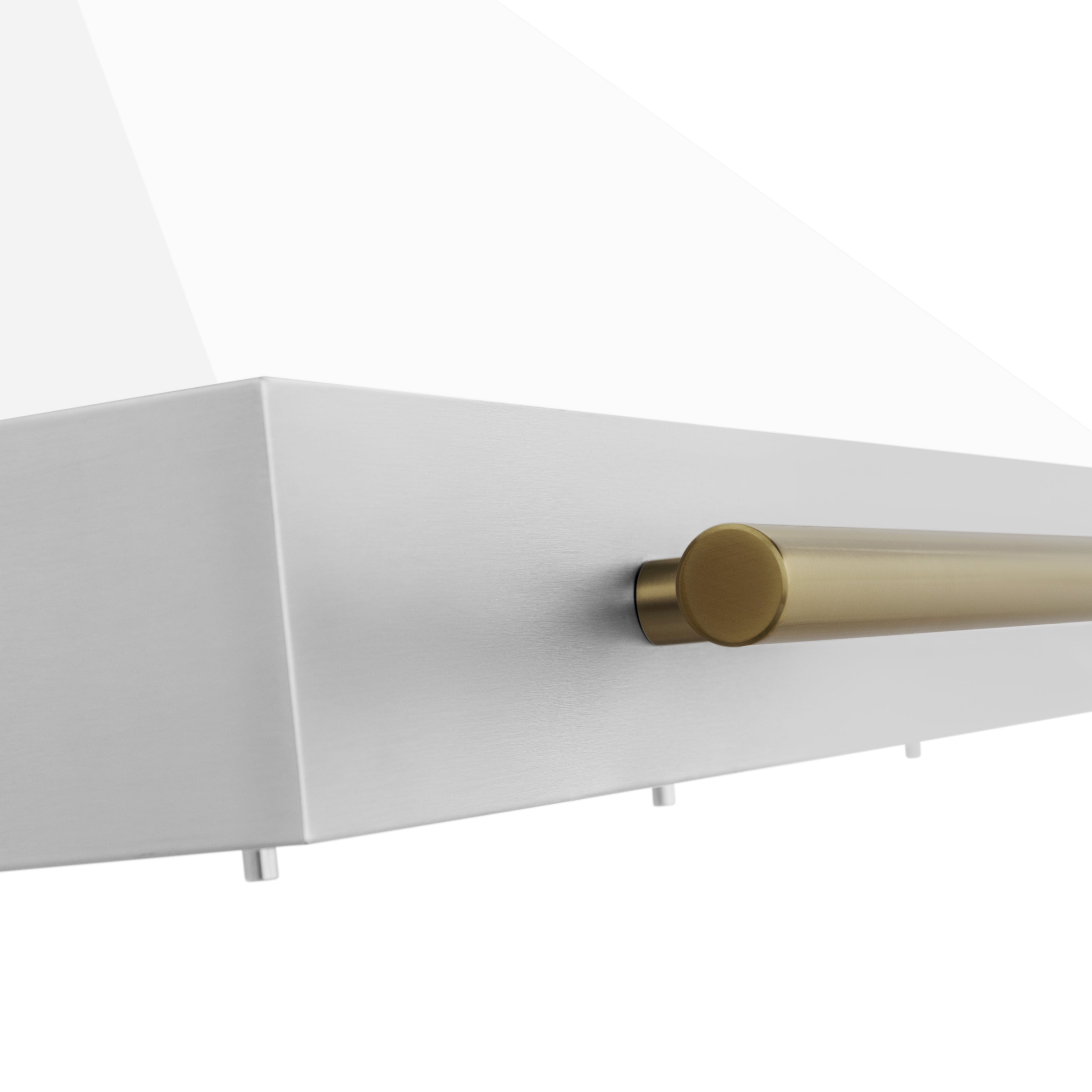 ZLINE 48 in. Wall Mount Range Hood Stainless Steel White Matte Shell Champagne Bronze Handle KB4STZ-WM48-CB