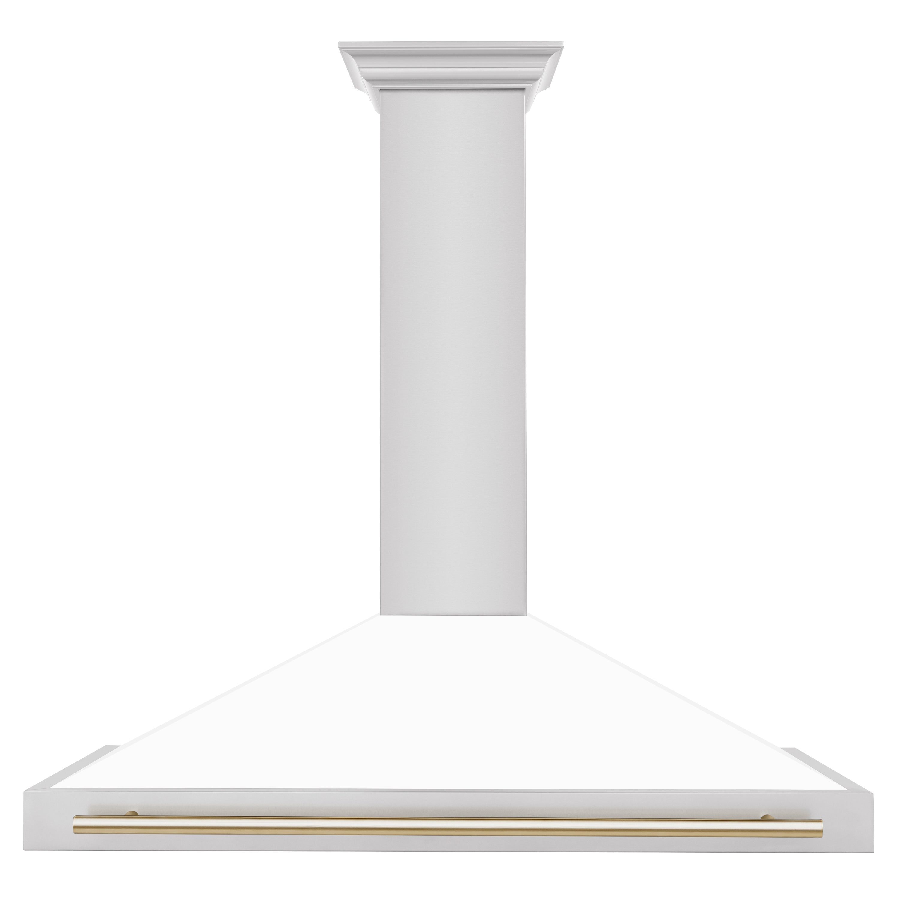 ZLINE 48 in. Range Hood Autograph Edition Stainless Steel White Matte Shell Gold Handle KB4STZ-WM48-G
