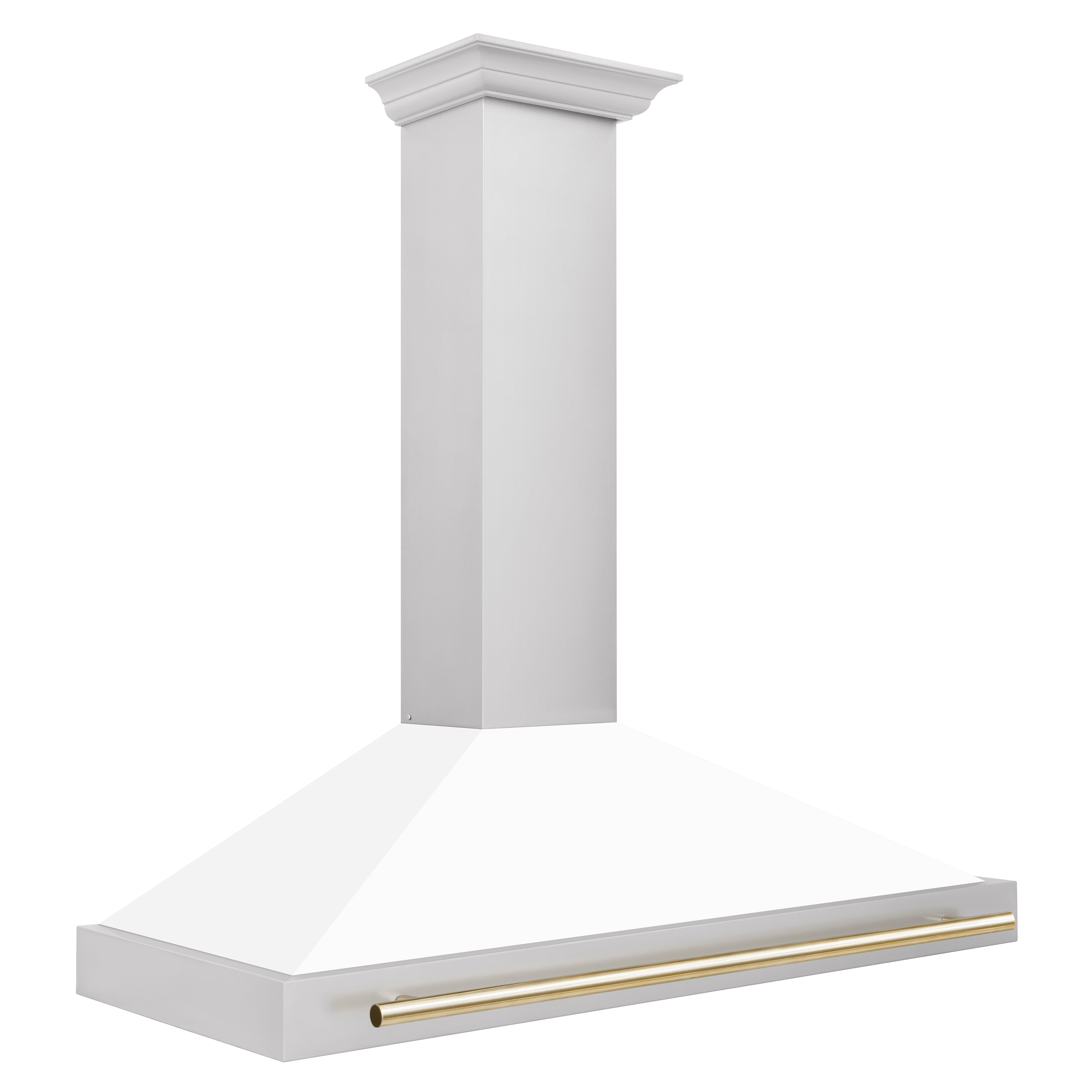 ZLINE 48 in. Range Hood Autograph Edition Stainless Steel White Matte Shell Gold Handle KB4STZ-WM48-G
