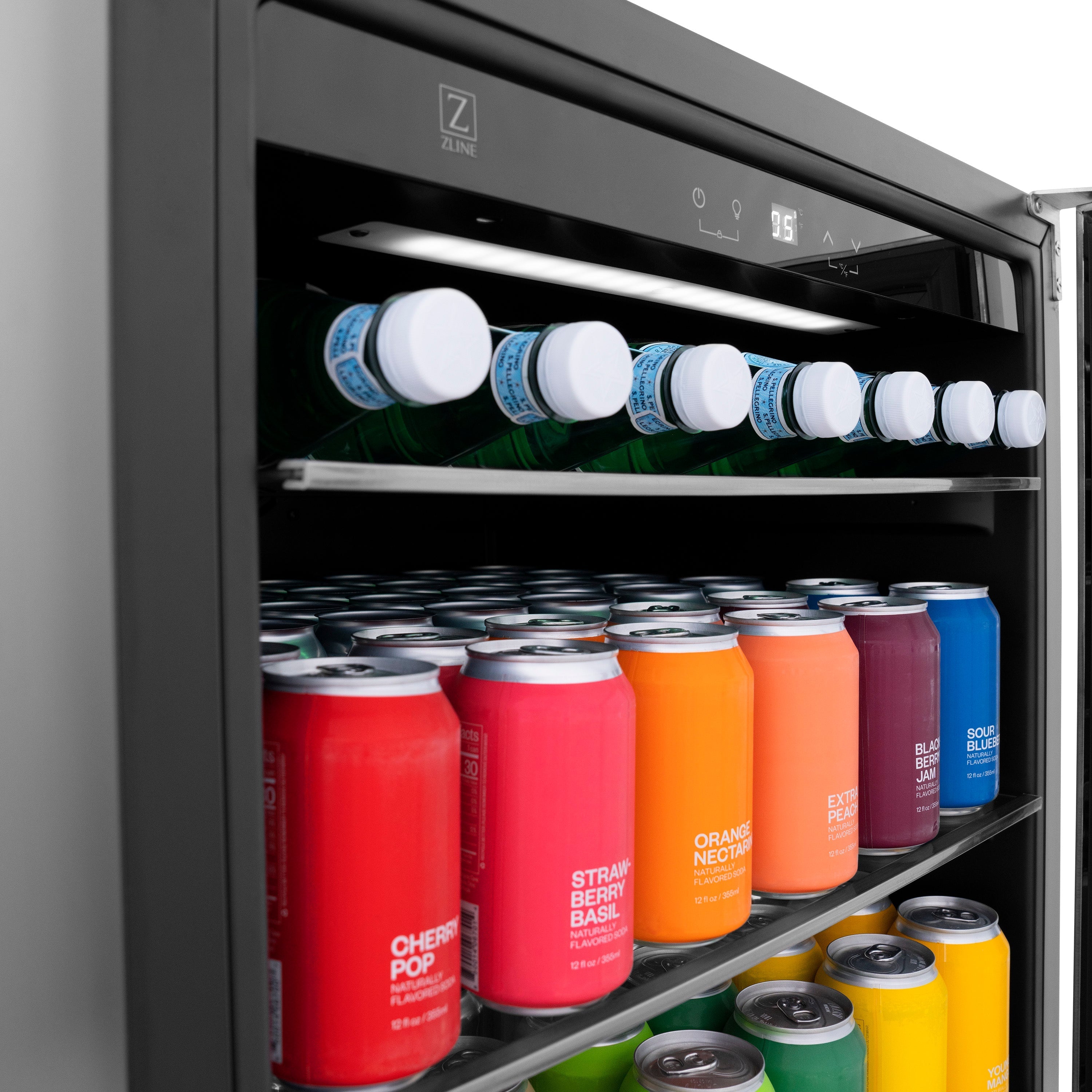 ZLINE Autograph 24" Monument 154 Can Beverage Fridge in Stainless Steel with Champagne Bronze Accents, RBVZ-US-24-CB