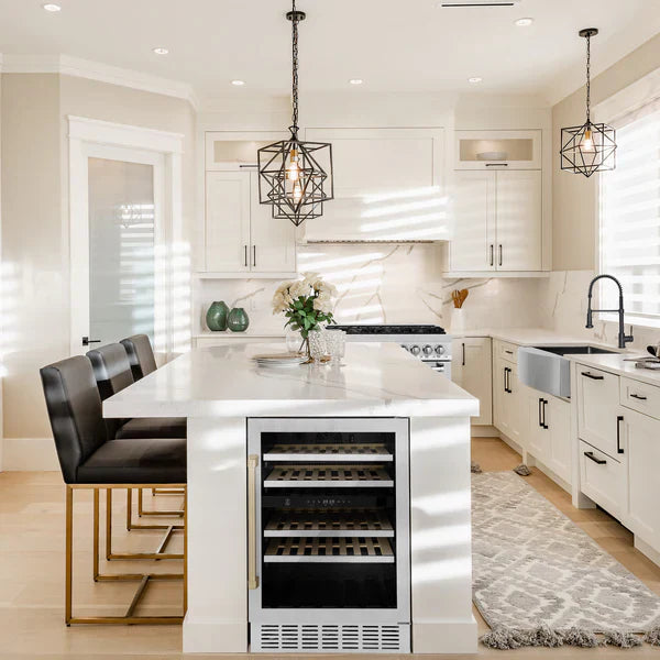ZLINE Autograph 24" Monument Dual Zone 44-Bottle Wine Cooler in Stainless Steel with Champagne Bronze Accents, RWVZ-UD-24-CB