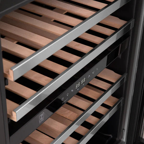 ZLINE Autograph 24" Monument Dual Zone 44-Bottle Wine Cooler in Stainless Steel with Champagne Bronze Accents, RWVZ-UD-24-CB
