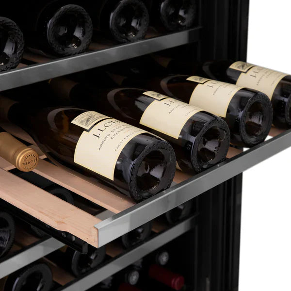 ZLINE Autograph 24" Monument Dual Zone 44-Bottle Wine Cooler in Stainless Steel with Champagne Bronze Accents, RWVZ-UD-24-CB
