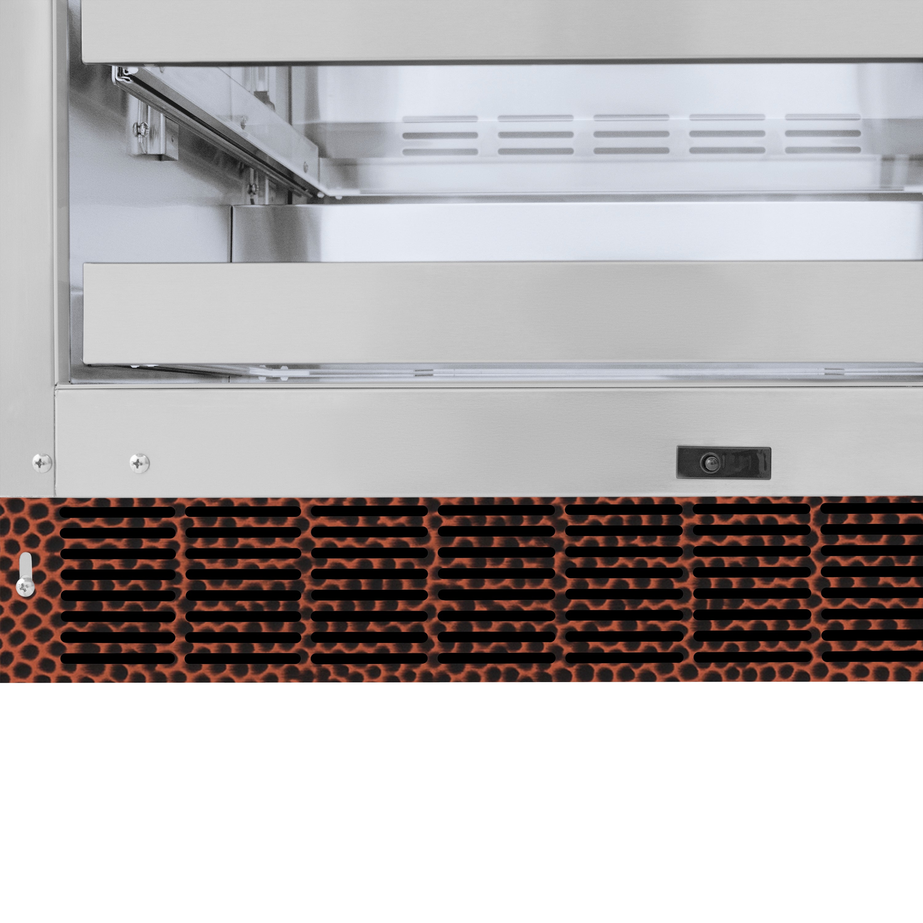 ZLINE 24" Touchstone 151 Can Beverage Fridge with Hand Hammered Copper Glass Door, RBSO-HH-24