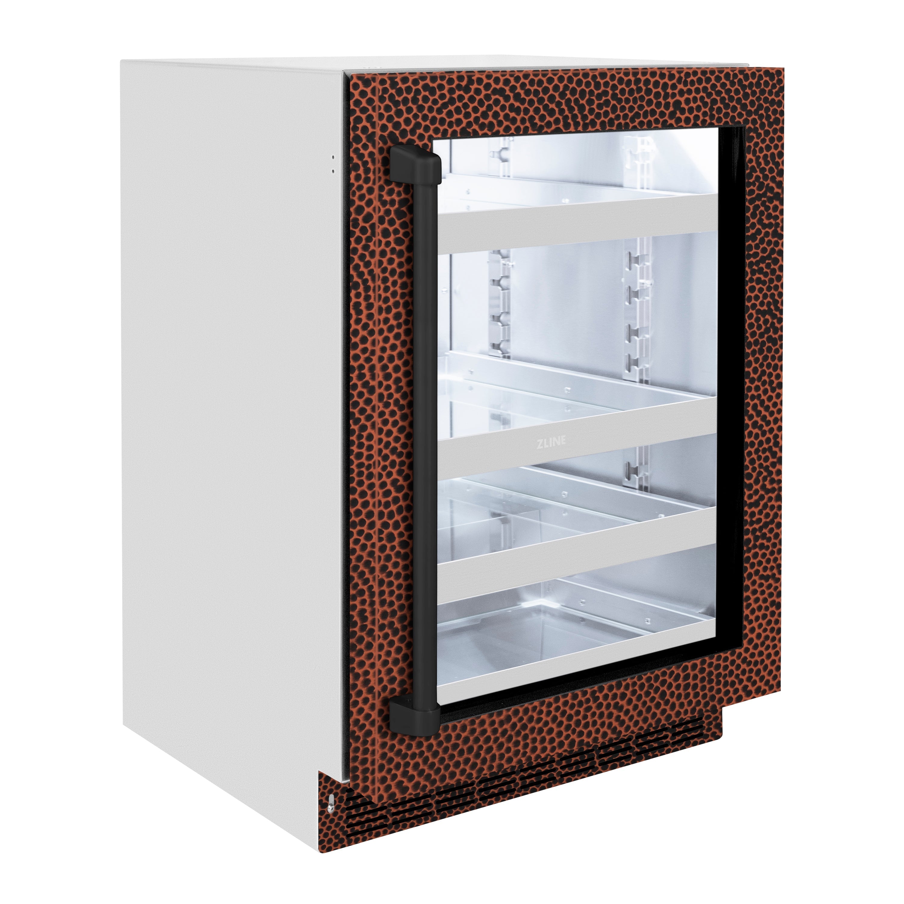 ZLINE 24" Touchstone 151 Can Beverage Fridge with Hand Hammered Copper Glass Door, RBSO-HH-24