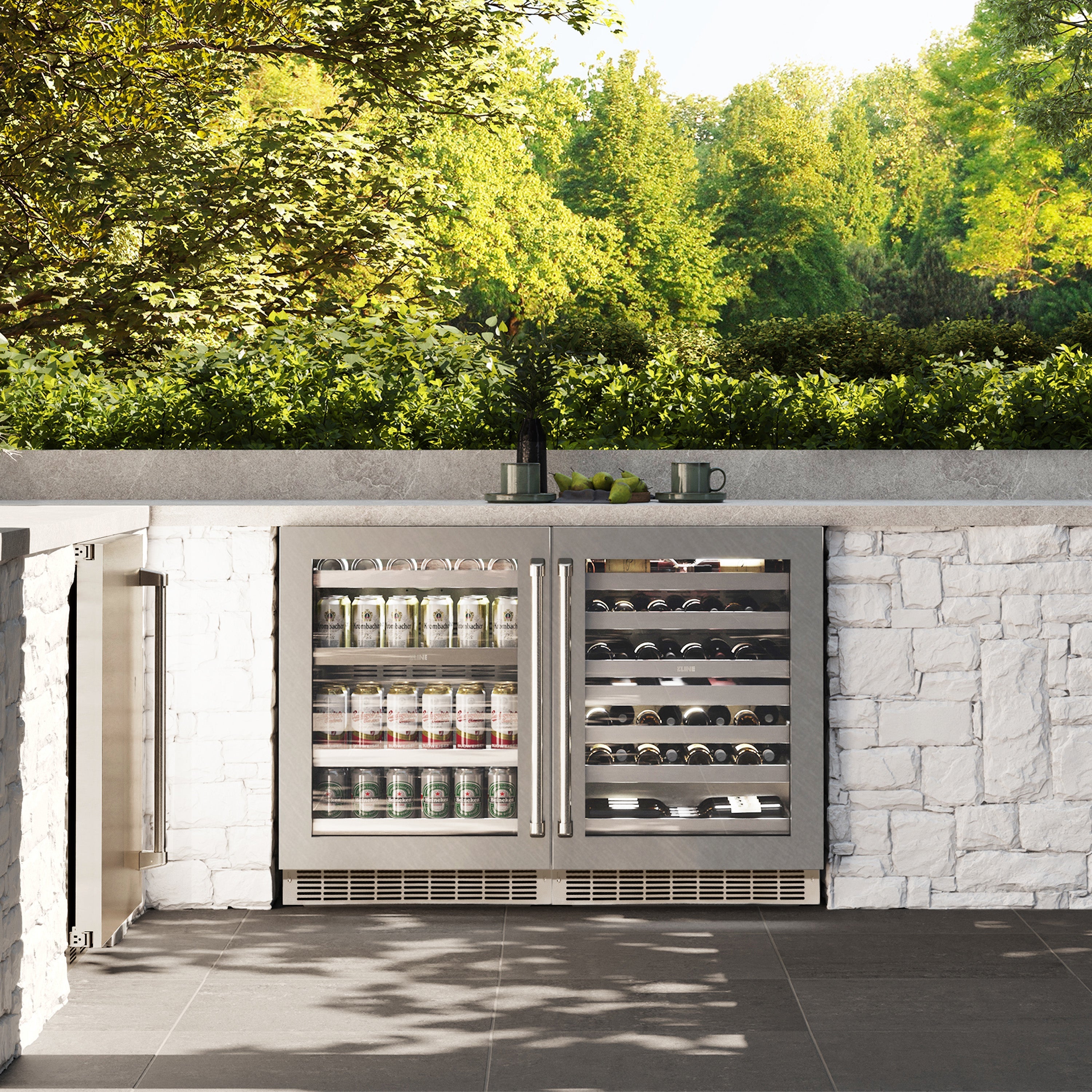 ZLINE 24" Touchstone 151 Can Beverage Fridge With Satin Stainless Steel Glass Door, RBSO-SN-24