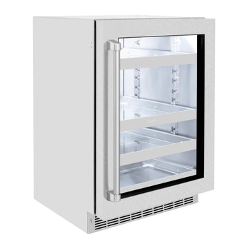ZLINE 24" Touchstone 151 Can Beverage Fridge With Satin Stainless Steel Glass Door, RBSO-SN-24