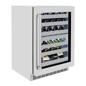 ZLINE 24" Touchstone Dual Zone 44 Bottle Wine Cooler with Satin Stainless Steel Glass Door, RWDO-SN-24