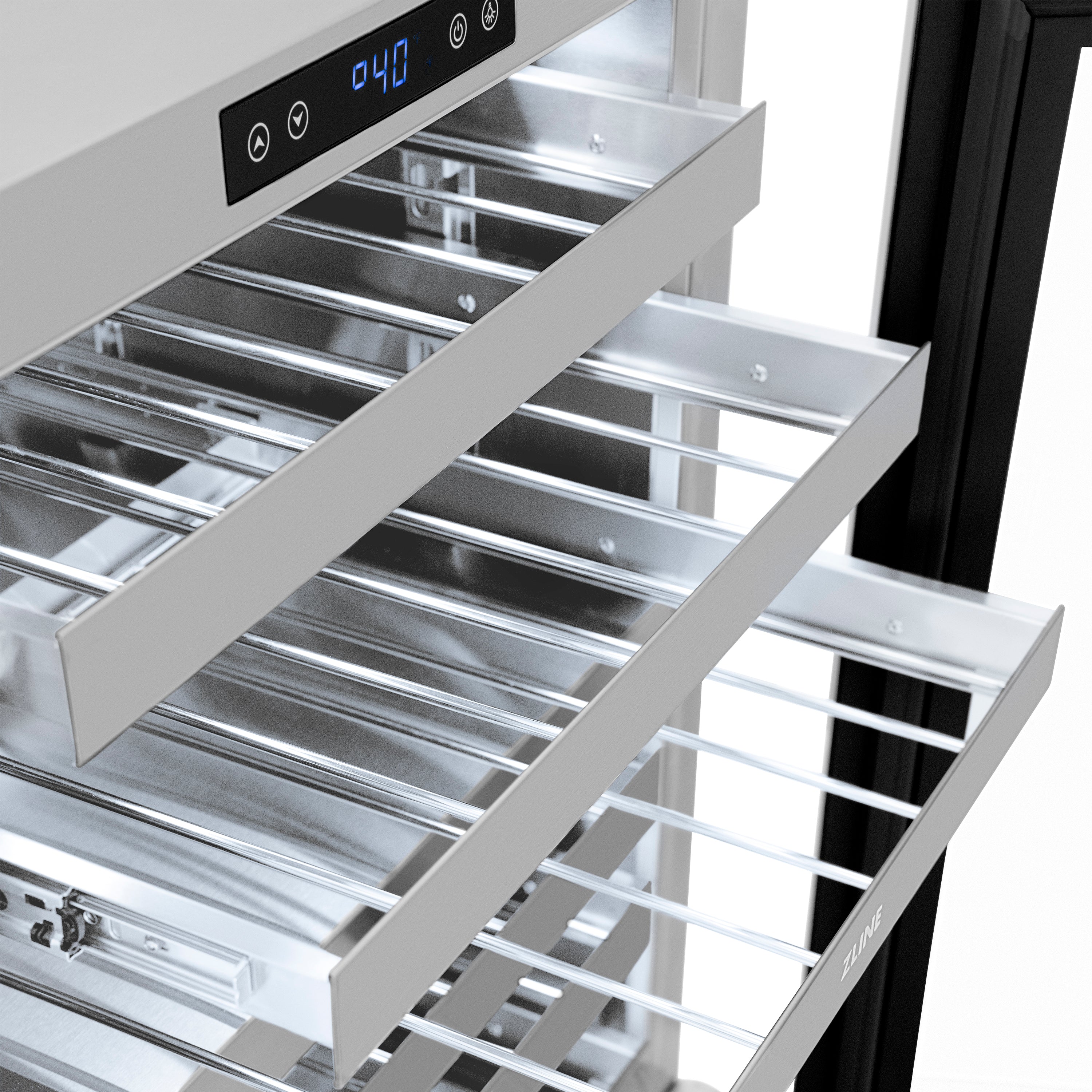 ZLINE 24" Touchstone Dual Zone 44 Bottle Wine Cooler with Satin Stainless Steel Glass Door, RWDO-SN-24