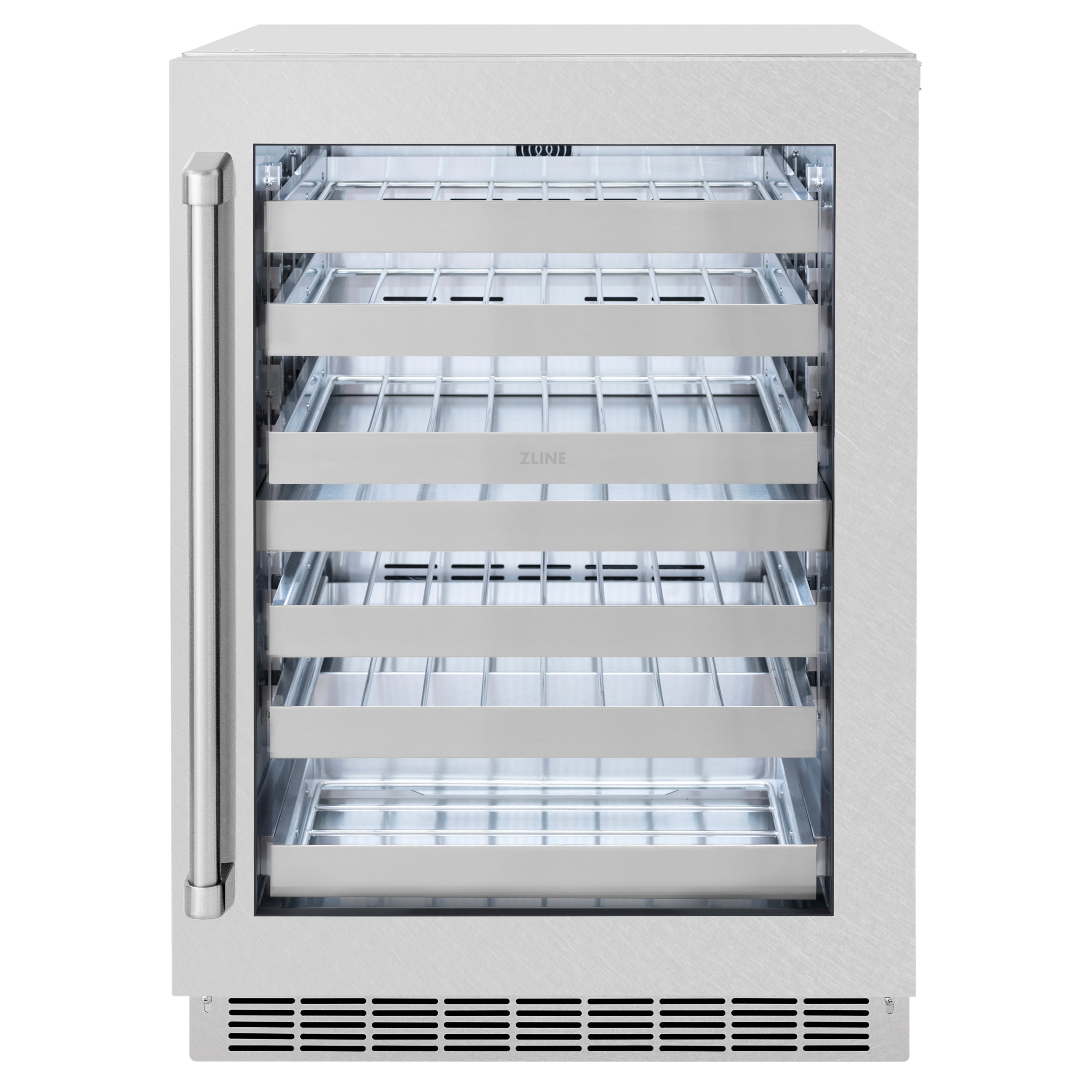 ZLINE 24" Touchstone Dual Zone 44 Bottle Wine Cooler with Satin Stainless Steel Glass Door, RWDO-SN-24