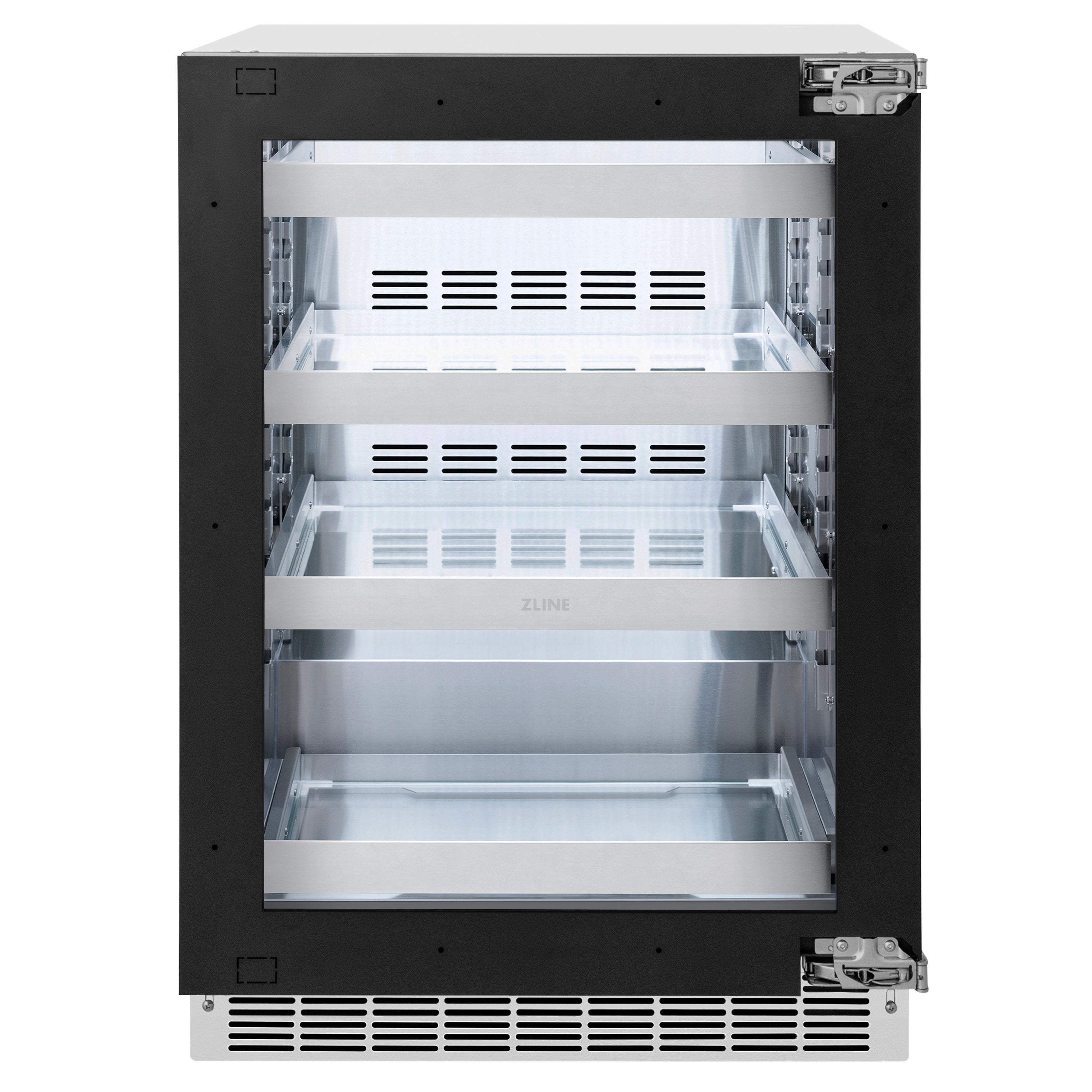 ZLINE Autograph 24" Touchstone 151 Can Beverage Fridge with Panel Ready Glass Door and Matte Black Handle,  RBSPOZ-24-MB