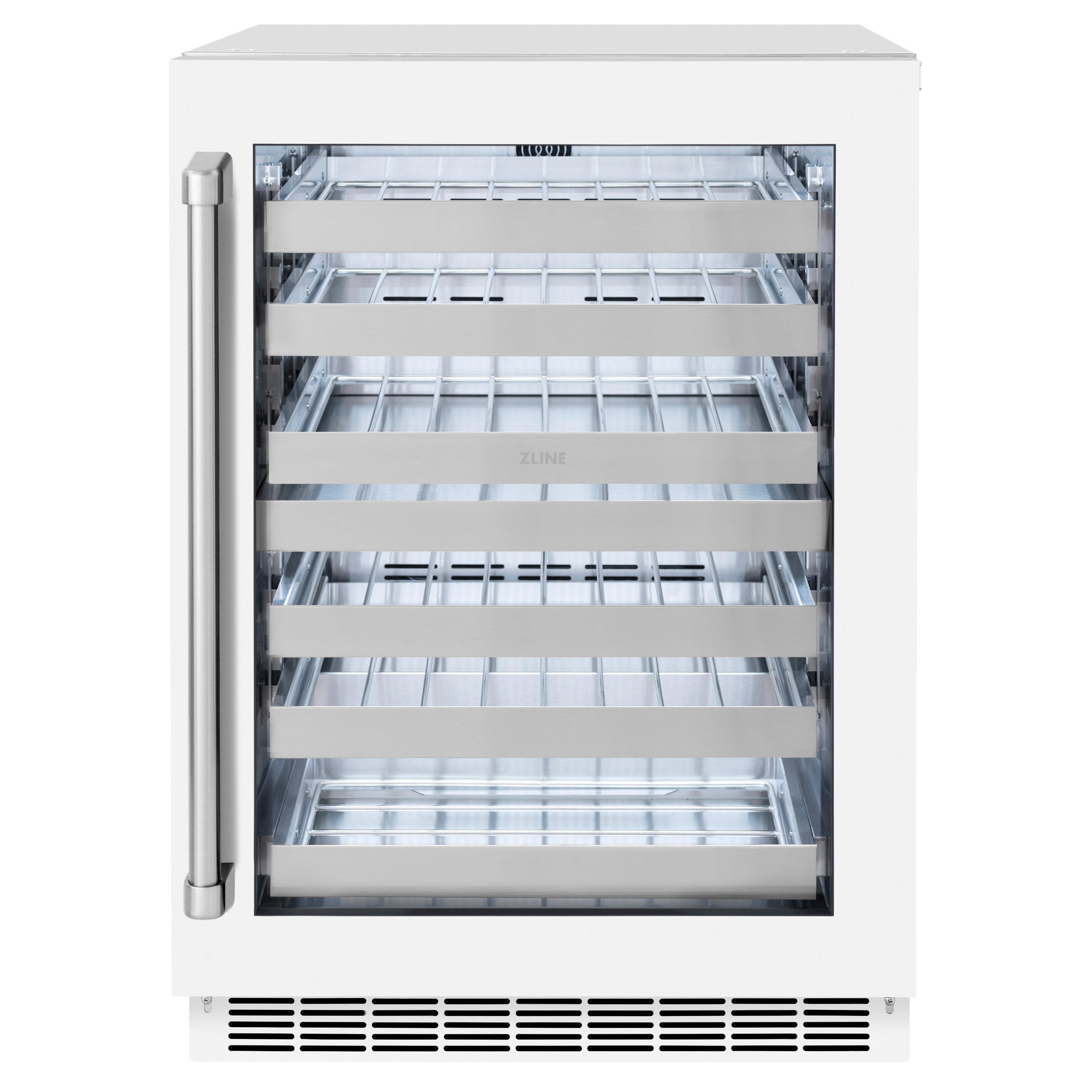 ZLINE 24" Touchstone Dual Zone 44 Bottle Wine Cooler with White Matte Glass Door, RWDO-WM-24