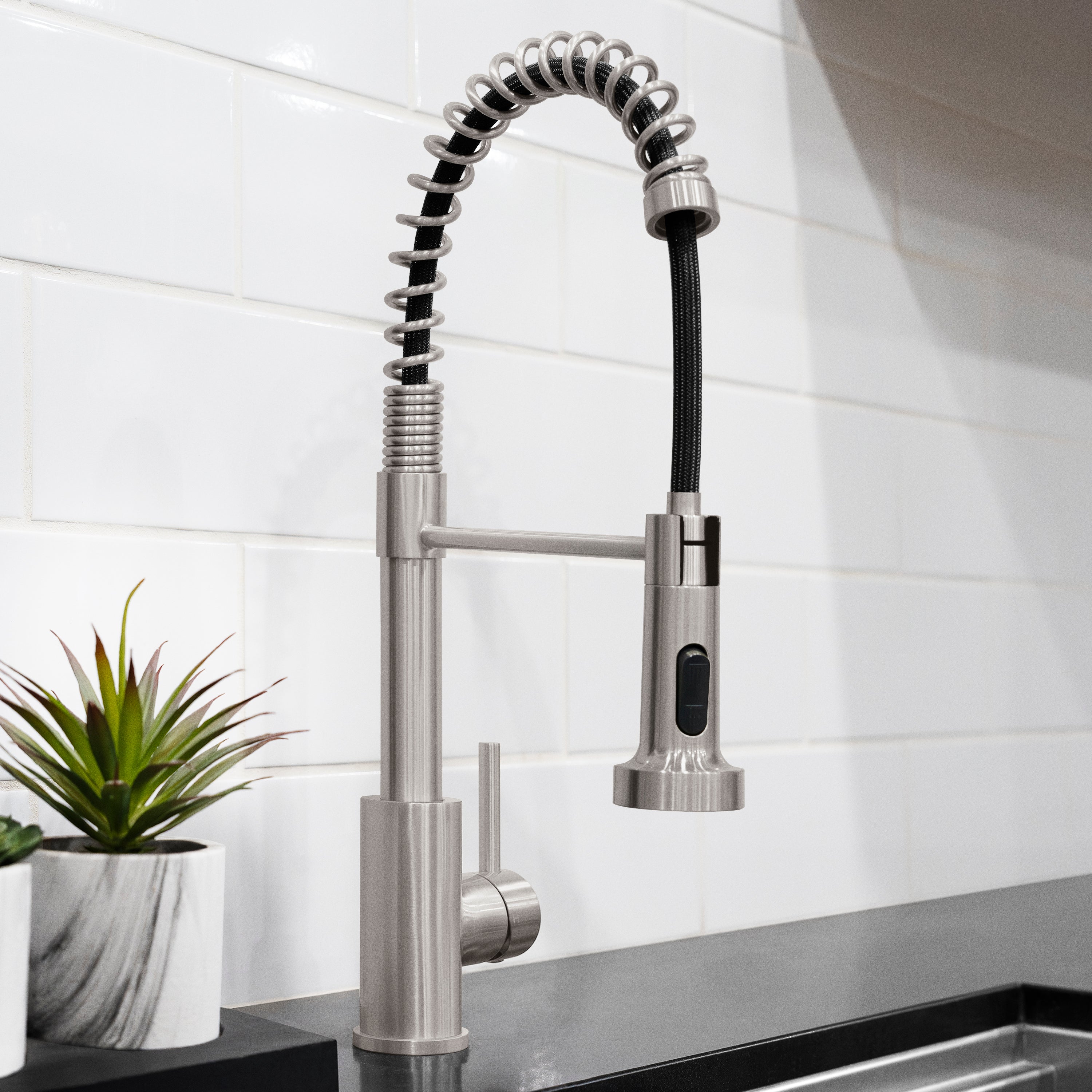 ZLINE Rubicon Pull Down Spring Spray Wand Kitchen Faucet in Brushed Nickel, RBCN2-KF-BN