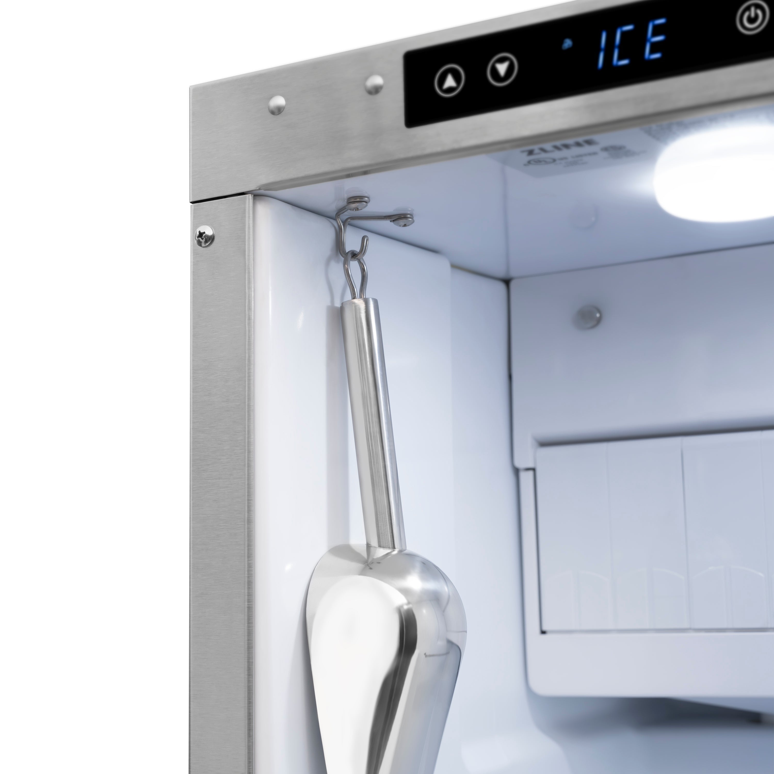 ZLINE Autograph 15" Touchstone Gourmet Ice Maker with Drain Pump and Satin Stainless Steel Door with Champagne Bronze Handle, IGMDZ-SN-15-CB