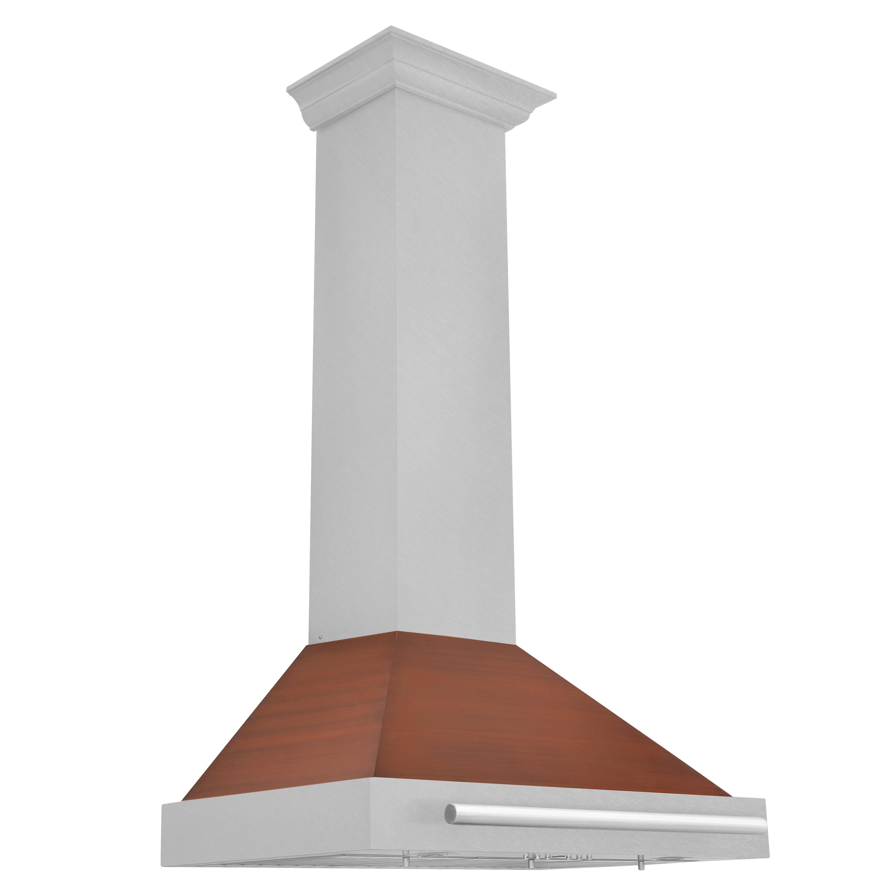 ZLINE 30 in. Wall Mount Range Hood, Convertible, Satin Stainless Steel with Copper Shell and Stainless Steel Handle (KB4SNX-C-30)