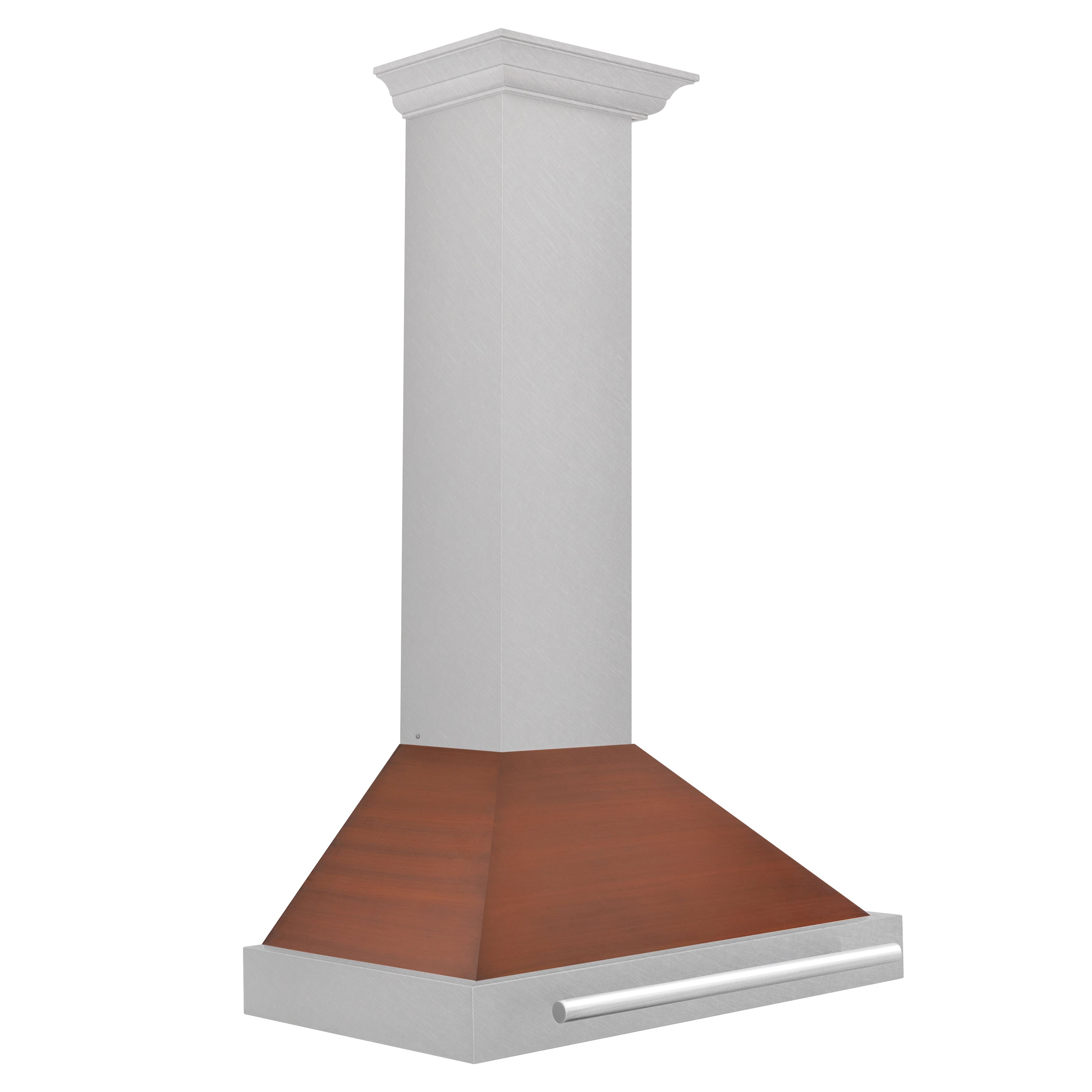 ZLINE 30 in. Wall Mount Range Hood, Convertible, Satin Stainless Steel with Copper Shell and Stainless Steel Handle (KB4SNX-C-30)
