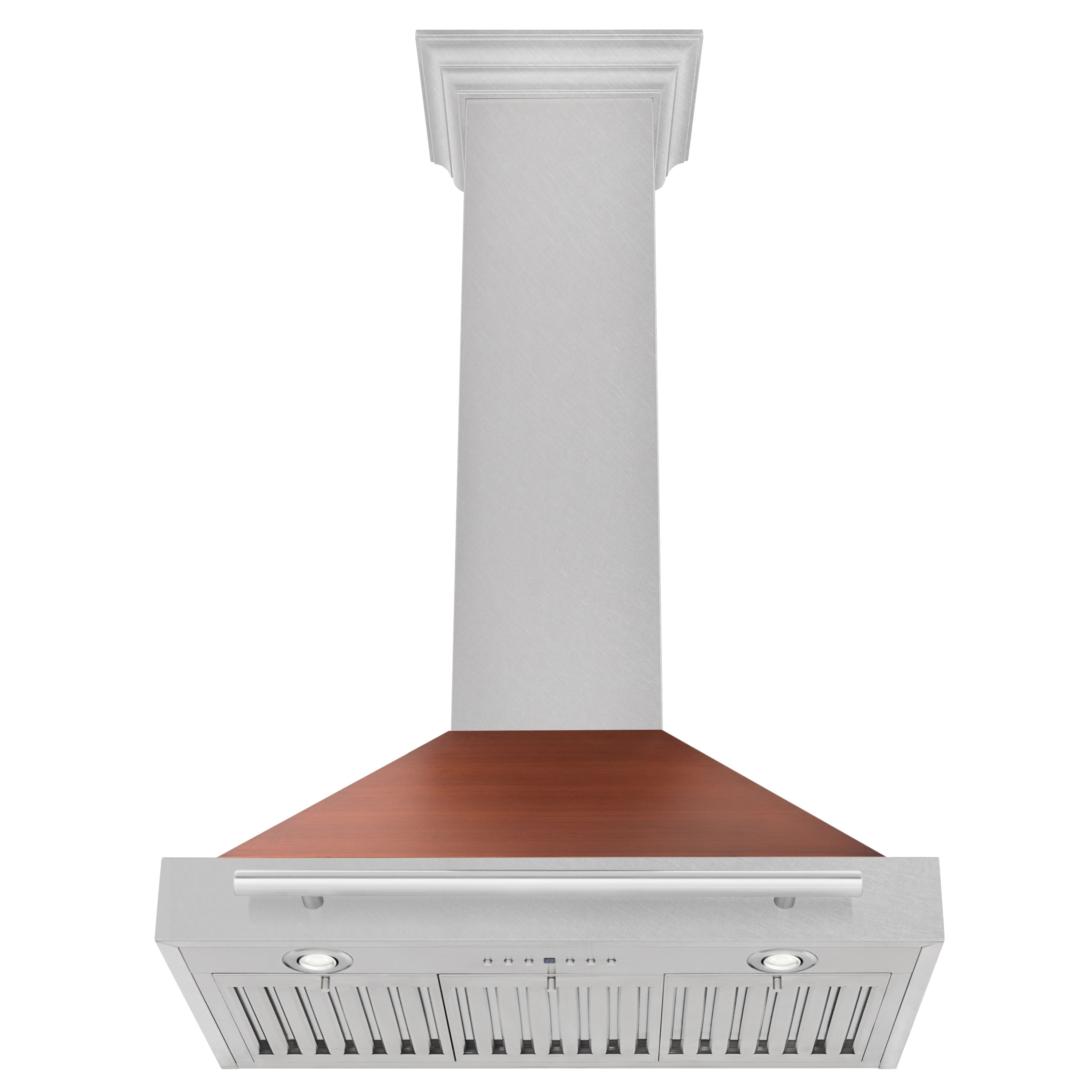 ZLINE 30 in. Wall Mount Range Hood, Convertible, Satin Stainless Steel with Copper Shell and Stainless Steel Handle (KB4SNX-C-30)