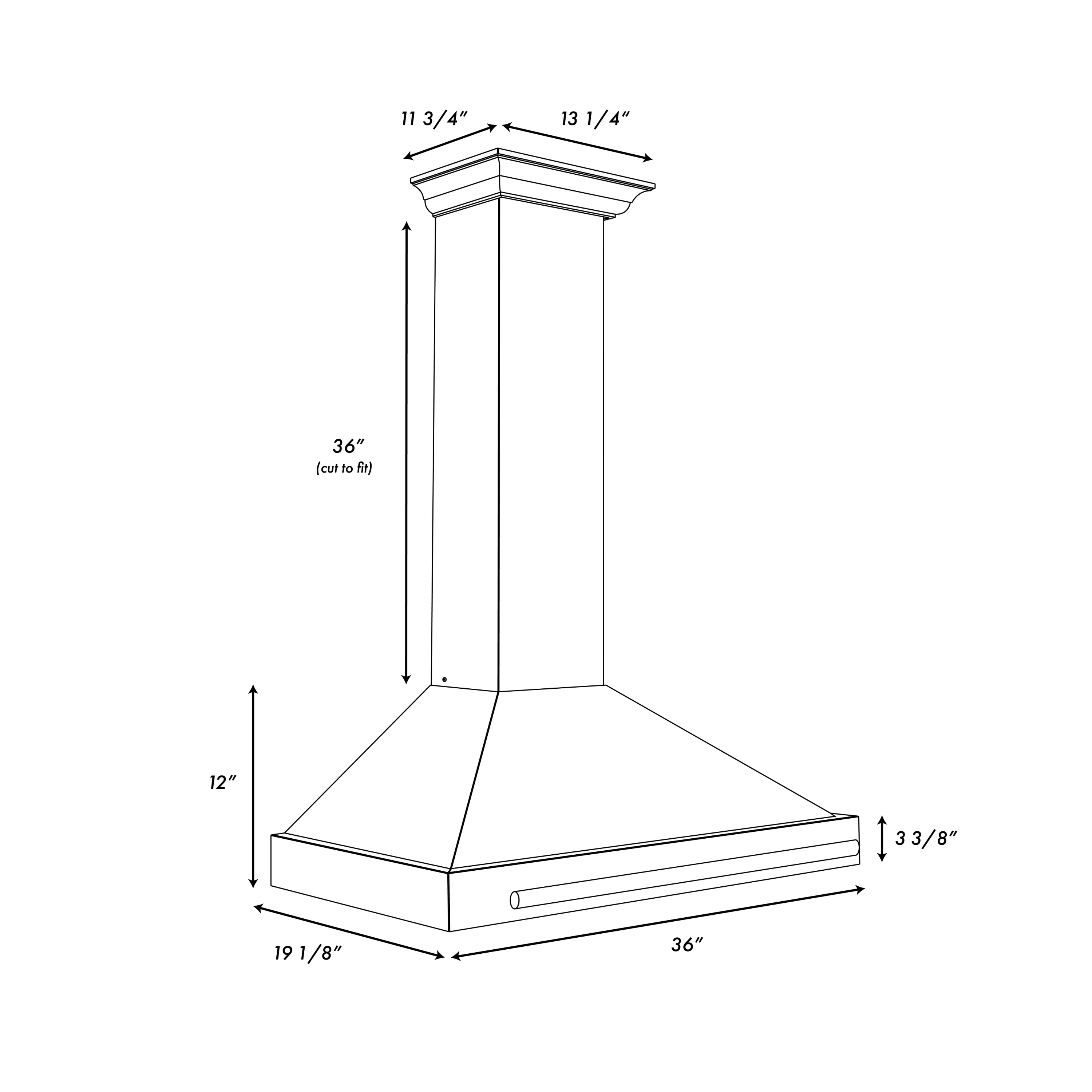 ZLINE 36 in. Wall Mount Range Hood 400 CFM Convertible Stainless Steel with Copper Shell and Stainless Steel Handle (KB4STX-C-36)