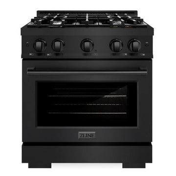 ZLINE 30 in. Dual Fuel Range 4.2 cu. ft. 4 Burner Cooktop Black Stainless Steel, MODEL HDRB-30