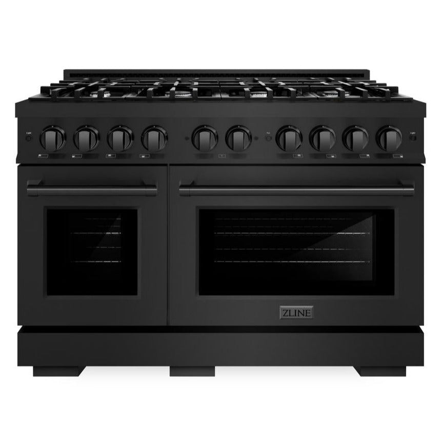 ZLINE 48 in. Dual Fuel Range Double Oven 6.7 cu. ft. 8 Burners Black Stainless Steel (HDRB-48)
