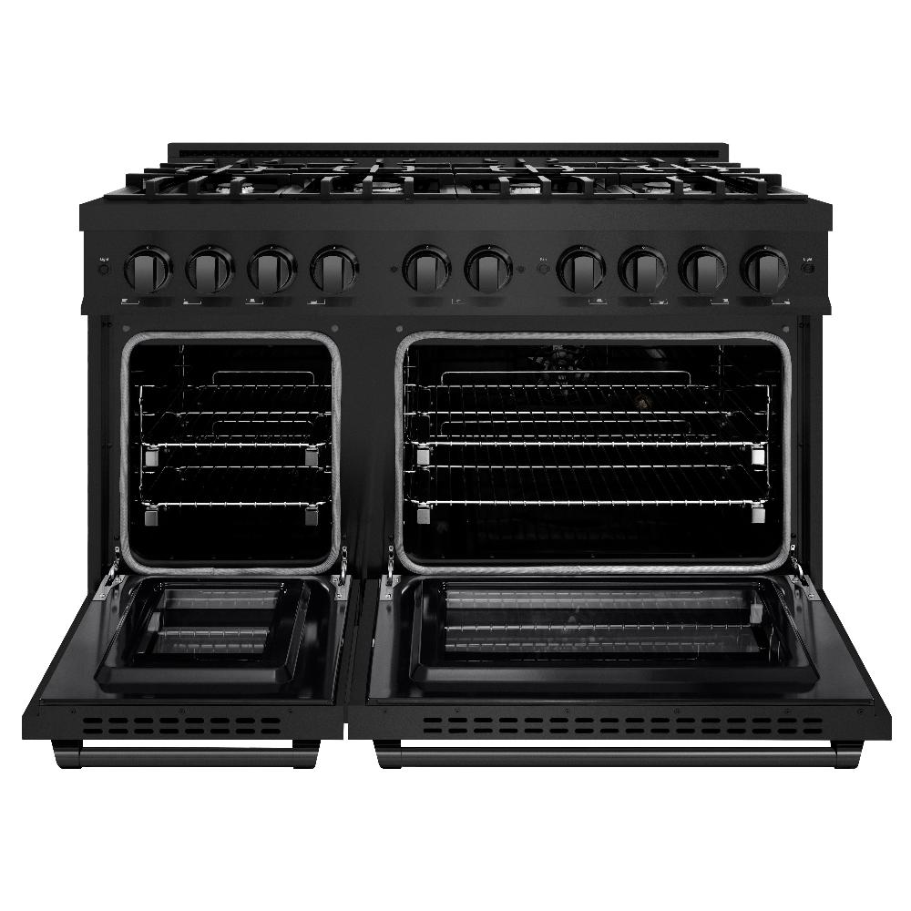 ZLINE 48 in. Dual Fuel Range Double Oven 6.7 cu. ft. 8 Burners Black Stainless Steel (HDRB-48)