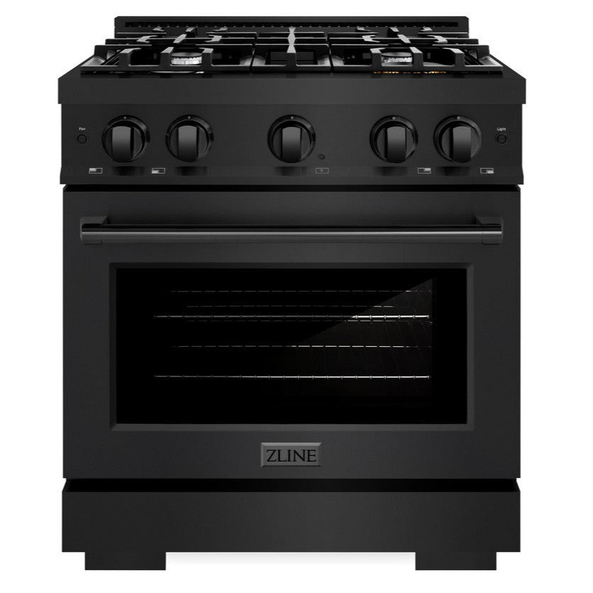 ZLINE 30 in. Gas Range 4.2 cu. ft. 4 Burners Black Stainless Steel (HGRB-30)