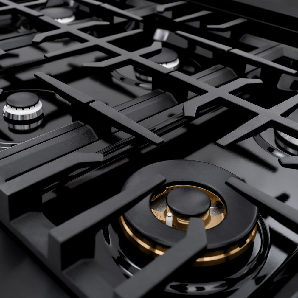 ZLINE 36 in. Gas Range 5.2 cu. ft. 6 Burners Black Stainless Steel (HGRB-36)