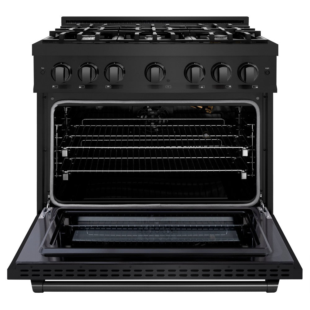 ZLINE 36 in. Gas Range 5.2 cu. ft. 6 Burners Black Stainless Steel (HGRB-36)