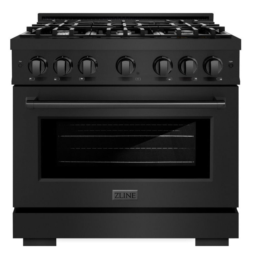 ZLINE 36 in. Gas Range 5.2 cu. ft. 6 Burners Black Stainless Steel (HGRB-36)