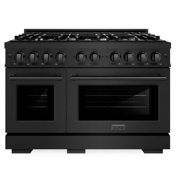 ZLINE 48 in. Double Oven Gas Range, 6.7 cu. ft., 8 Burner Cooktop, Black Stainless Steel (HGRB-48)