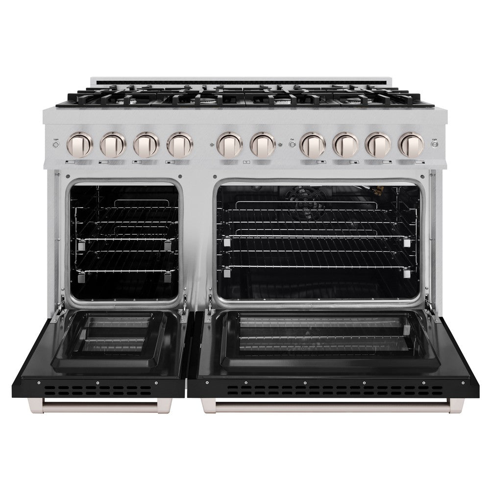 ZLINE 30 in. Select Gas Range with 4 Burners and Convection Gas Oven, 4.2 cu. ft., Satin Stainless Steel with Black Matte Door (HGRS-BLM-30)