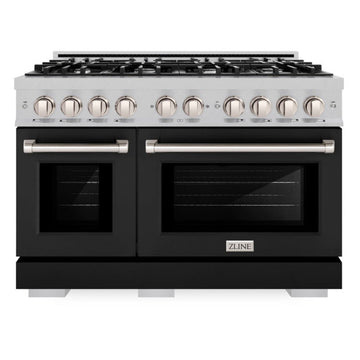 ZLINE 30 in. Select Gas Range with 4 Burners and Convection Gas Oven, 4.2 cu. ft., Satin Stainless Steel with Black Matte Door (HGRS-BLM-30)