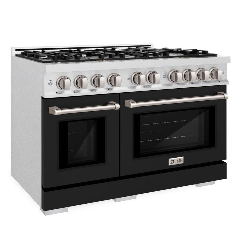 ZLINE 30 in. Select Gas Range with 4 Burners and Convection Gas Oven, 4.2 cu. ft., Satin Stainless Steel with Black Matte Door (HGRS-BLM-30)