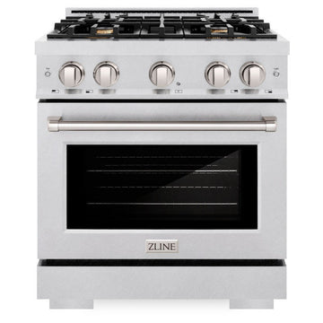 ZLINE 30 in. Dual Fuel Range 4.2 cu. ft. Gas Cooktop with 4 Brass Burners & Electric Convection Oven Satin Stainless Steel (HDRS-BR-30)