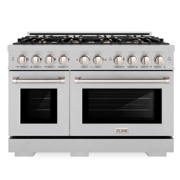 ZLINE 48 in. Dual Fuel Range 6.7 cu. ft. Double Oven with 8 Brass Burners, Satin Stainless Steel (HDRS-BR-48)