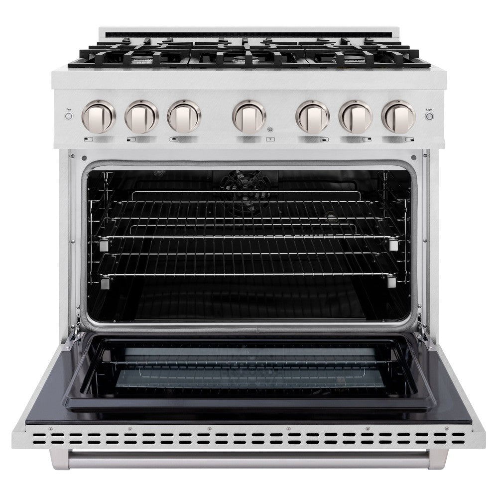 ZLINE 36 in. Dual Fuel Range 5.2 cu. ft. – 6 Burner Gas Cooktop, Electric Convection Oven, Satin Stainless Steel (HDRS-36)