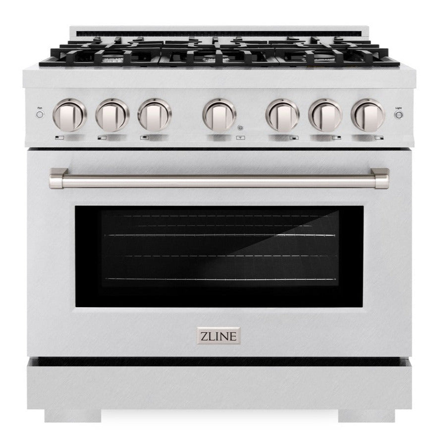 ZLINE 36 in. Dual Fuel Range 5.2 cu. ft. – 6 Burner Gas Cooktop, Electric Convection Oven, Satin Stainless Steel (HDRS-36)