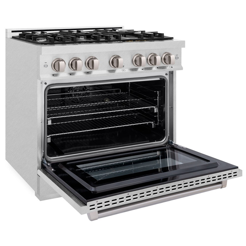 ZLINE 36 in. Dual Fuel Range 5.2 cu. ft. – 6 Burner Gas Cooktop, Electric Convection Oven, Satin Stainless Steel (HDRS-36)