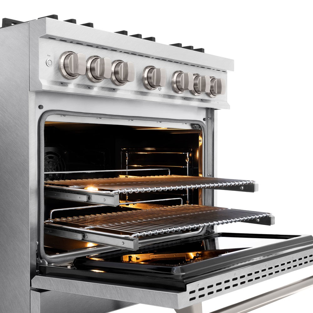 ZLINE 36 in. Dual Fuel Range 5.2 cu. ft. – 6 Burner Gas Cooktop, Electric Convection Oven, Satin Stainless Steel (HDRS-36)