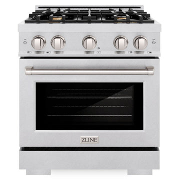 ZLINE 30 in. Gas Range 4.2 cu. ft. Convection Gas Oven 4 Brass Burners Satin Stainless Steel (HGRS-BR-30)
