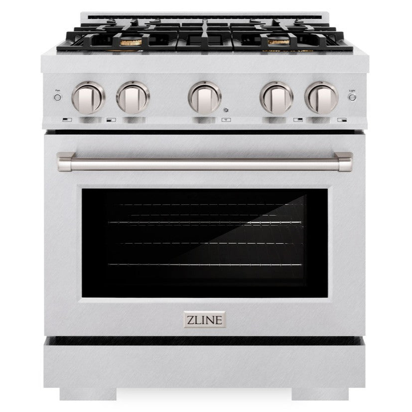 ZLINE 30 in. Gas Range 4.2 cu. ft. Convection Gas Oven 4 Brass Burners Satin Stainless Steel (HGRS-BR-30)