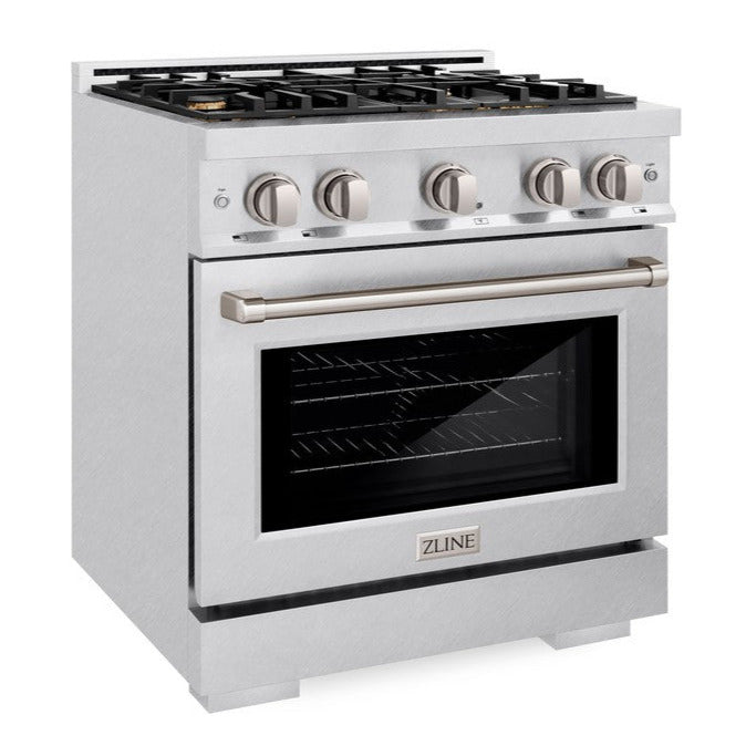 ZLINE 30 in. Gas Range 4.2 cu. ft. Convection Gas Oven 4 Brass Burners Satin Stainless Steel (HGRS-BR-30)