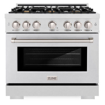ZLINE 36 in. Gas Range 5.2 cu. ft. Convection Oven with 6 Brass Burners, Satin Stainless Steel (HGRS-BR-36)