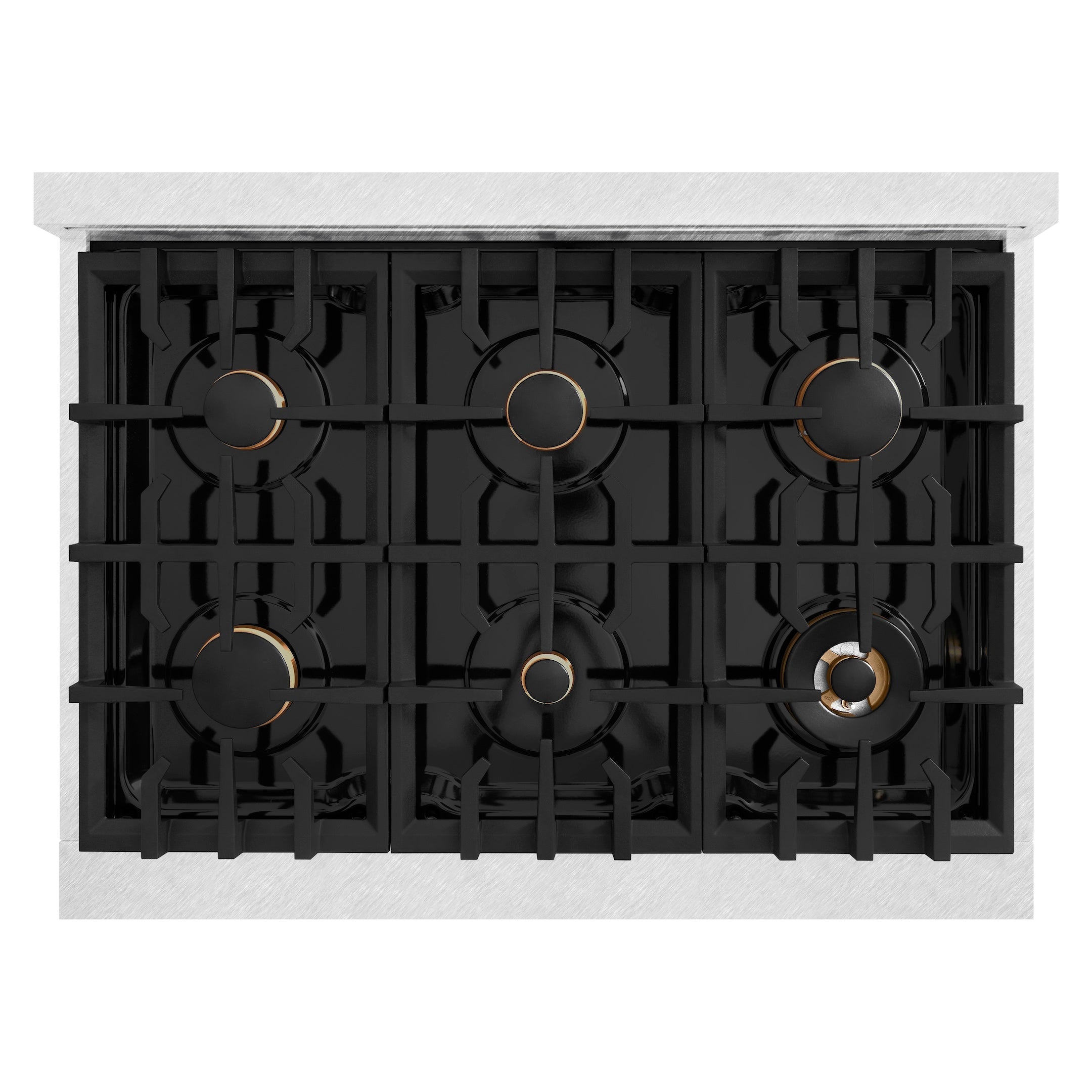 ZLINE 36 in. Gas Range 5.2 cu. ft. Convection Oven with 6 Brass Burners, Satin Stainless Steel (HGRS-BR-36)