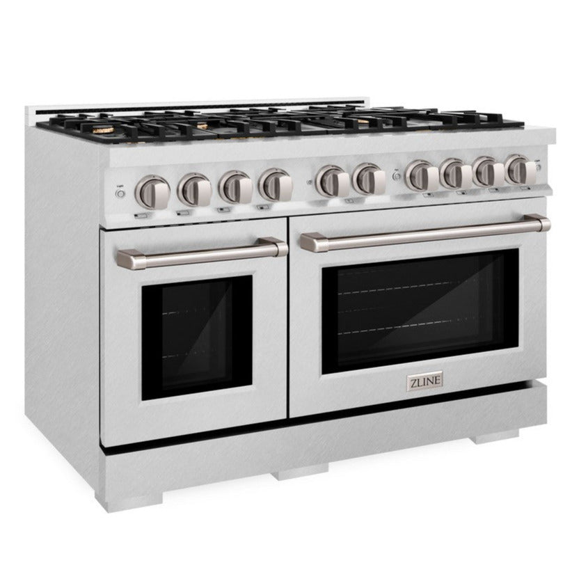 ZLINE 48 in. Gas Range 6.7 cu. ft. Double Oven, 8 Brass Burners, Satin Stainless Steel (HGRS-BR-48)