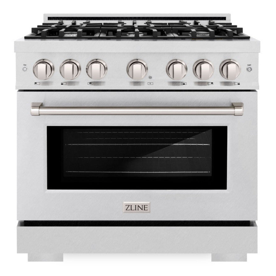 ZLINE 36 in. Gas Range 5.2 cu. ft. Capacity 6 Burners Convection Gas Oven Satin Stainless Steel (HGRS-36)