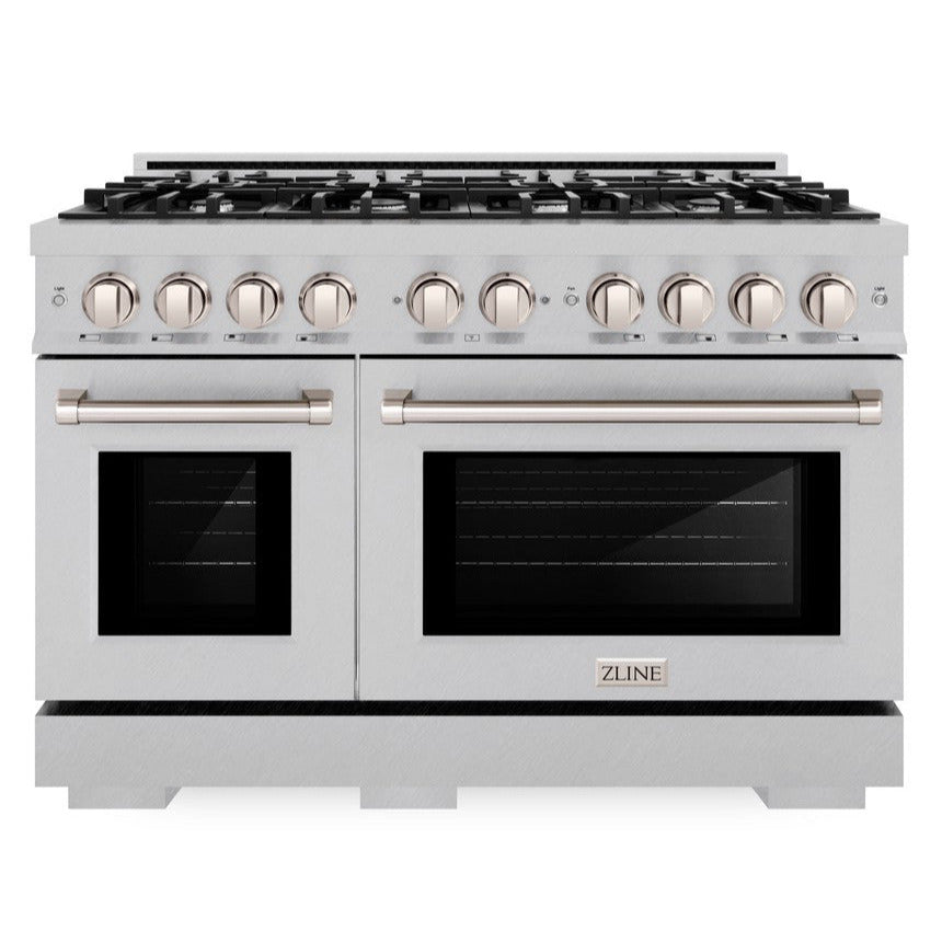 ZLINE 48 in. Gas Range Double Oven 6.7 cu. ft. 8 Burner Cooktop Satin Stainless Steel (HGRS-48)