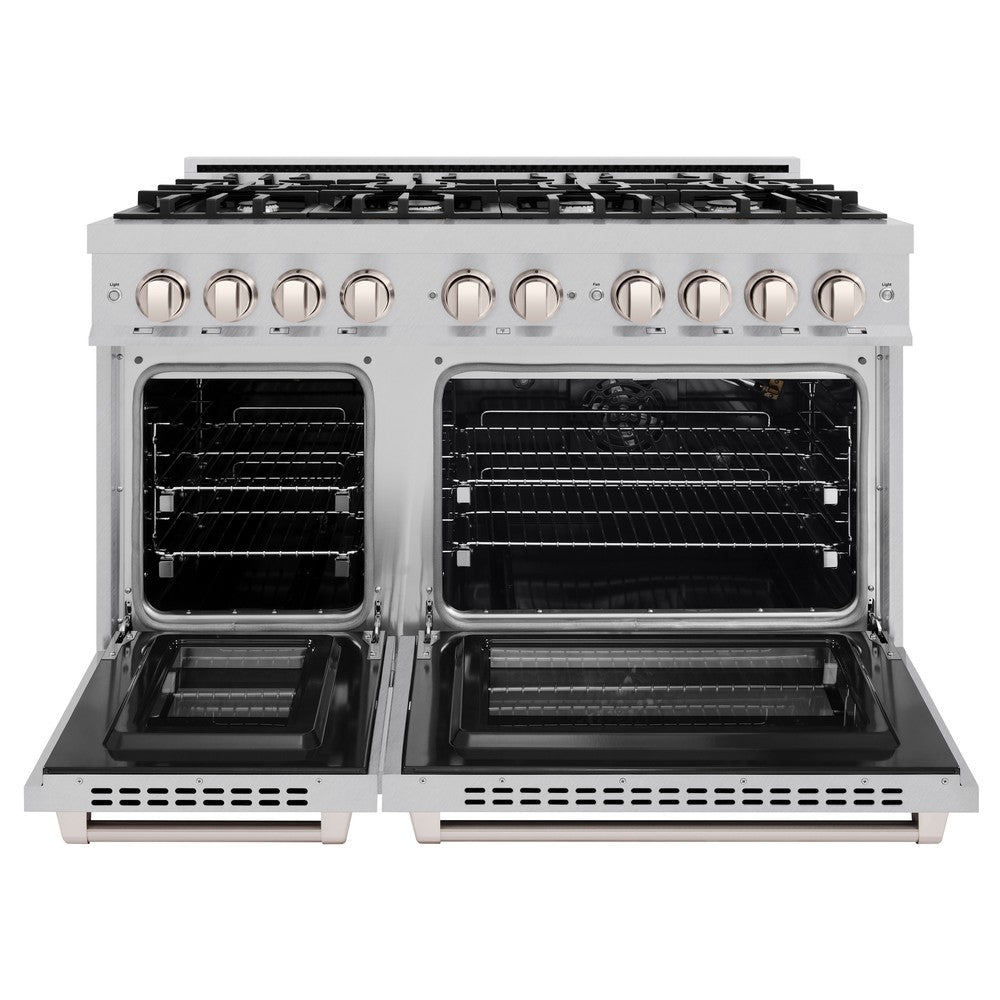 ZLINE 48 in. Gas Range Double Oven 6.7 cu. ft. 8 Burner Cooktop Satin Stainless Steel (HGRS-48)